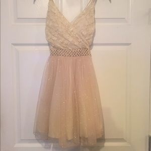 Short, Light Poof, Creme & White, Pearl Hoco Dress